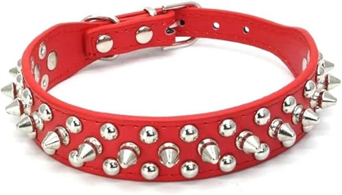 Hundehalsband mit Nieten und Spikes für kleine, mittelgroße und große Hunde, sportlich gepolstert, Halsbänder für große Hunde, Haustierbedarf, rot, XS Hundehalsband mit Nieten und Spikes für kleine, mittelgroße und große Hunde, sportlich gepolstert, Halsbänder für große Hunde, Haustierbedarf, rot, XS von JKDSAO