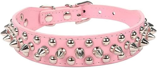 Hundehalsband mit Spikes und Nieten, PU-Leder, für Hunde, Sport, Mops, Welpen, große Hunde, Halsbänder, Haustierbedarf, Pink, L Hundehalsband mit Spikes und Nieten, PU-Leder, für Hunde, Sport, Mops, Welpen, große Hunde, Halsbänder, Haustierbedarf, Pink, L von JKDSAO