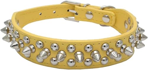 Hundehalsband mit Spikes und Nieten für kleine, mittelgroße und große Hunde, sportlich gepolstert, Halsbänder für große Hunde, Haustierbedarf, gelb, L Hundehalsband mit Spikes und Nieten für kleine, mittelgroße und große Hunde, sportlich gepolstert, Halsbänder für große Hunde, Haustierbedarf, gelb, L von JKDSAO