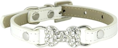 Hundehalsband mit niedlichem Strassstein-Knochen, 16 Farben, Rosa/Rot, Haustierartikel für kleine Hunde, Welpen, Katzen, Hundezubehör, Lila, XS-Weiß-XXS Hundehalsband mit niedlichem Strassstein-Knochen, 16 Farben, Rosa/Rot, Haustierartikel für kleine Hunde, Welpen, Katzen, Hundezubehör, Lila, XS-Weiß-XXS von JKDSAO