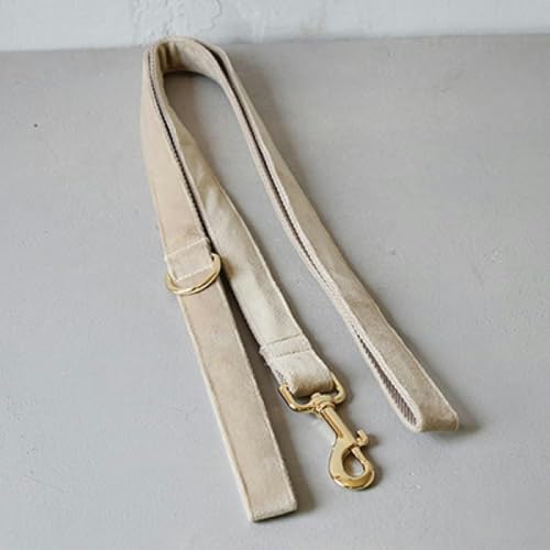 Hundehalsband- und Leinenset aus Stoff für mittelgroße und große Haustiere, Halskette mit Fliege, Khaki-Samthalskette-Hundeleine-XL von JKDSAO