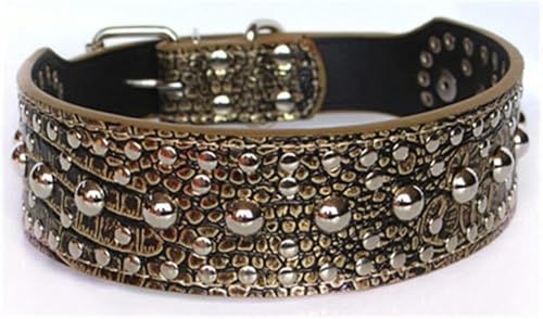 Hundezubehör, verstellbare Lederhalsbänder mit Nieten und Pilzbesatz, stilvolles und attraktives Halsband, Goldbraun, S Hundezubehör, verstellbare Lederhalsbänder mit Nieten und Pilzbesatz, stilvolles und attraktives Halsband, Goldbraun, S von JKDSAO
