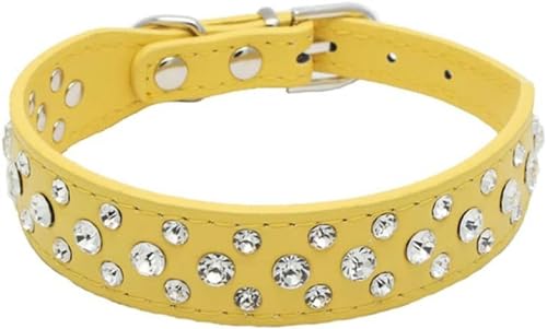 Neue Haustierhalsbänder Bling Strass PU Leder Kristall Zubehör für Welpen Hund Halsband Katze Halskette Diamante Cute-5-XXS von JKDSAO
