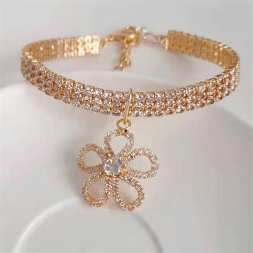 Niedliches glitzerndes Halsband mit Strasssteinen für Katzen, Hunde, Haustiere, Kristallhalskette, Schmuck, Haustierbedarf, Gold, M von JKDSAO