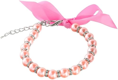 Perlenhalsband für Hunde, Schmuck mit glitzernden Strasssteinen, Halsband für Welpen und Katzen, Schmuckzubehör für Hündinnen, Katzen, Haustiere, Weiß, L-Pink-L Perlenhalsband für Hunde, Schmuck mit glitzernden Strasssteinen, Halsband für Welpen und Katzen, Schmuckzubehör für Hündinnen, Katzen, Haustiere, Weiß, L-Pink-L von JKDSAO