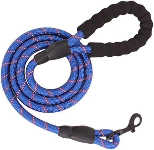 Reflektierendes Seil für große Hunde, große Hundeleine, zum Spazierengehen, Halsband für große Hunde, verstärktes Geschirr, rundes Nylon, mittelgroßer Hund, Blau, 1,2 cm x 200 cm Reflektierendes Seil für große Hunde, große Hundeleine, zum Spazierengehen, Halsband für große Hunde, verstärktes Geschirr, rundes Nylon, mittelgroßer Hund, Blau, 1,2 cm x 200 cm von JKDSAO