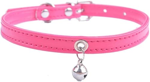 Welpenhalsband für kleine Hunde, verstellbares Haustierhalsband mit Glöckchen für kleine und mittelgroße Katzen, Größe XXS, XS, S, Lila, Schwarz, Weiß, Pink, Rose, 31 cm von JKDSAO