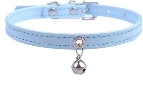 Welpenhalsband für kleine Hunde, verstellbares Haustierhalsband mit Glöckchen für kleine und mittelgroße Katzen, Größe XXS, XS, S, Lila, Schwarz, Weiß, Rosa, Blau, 25 cm von JKDSAO