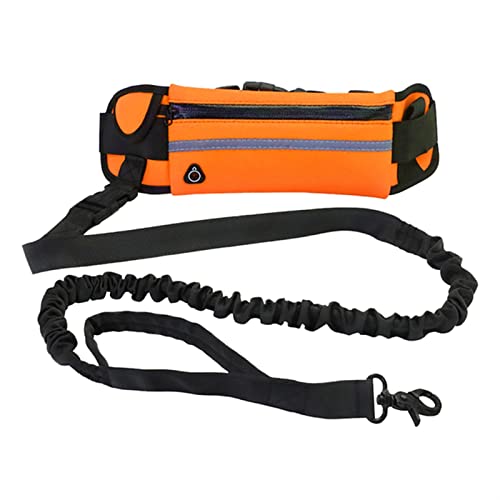 JKELPV Hundeleine Schleppleine für Hunde Hundeleine mit Gürteltasche Pull Dog Running Retractable ElasticBelt Reflektierende Geschirre(Orange) von JKELPV