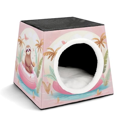 JKLPOMN Warme Haustierhöhle, Faultier-Flamingoprint-Winter-Haustierhaus, gemütliches Haustierbett, bequemes Haustierbett, für drinnen und draußen, geeignet für Katzen und Hunde JKLPOMN Warme Haustierhöhle, Faultier-Flamingoprint-Winter-Haustierhaus, gemütliches Haustierbett, bequemes Haustierbett, für drinnen und draußen, geeignet für Katzen und Hunde von JKLPOMN