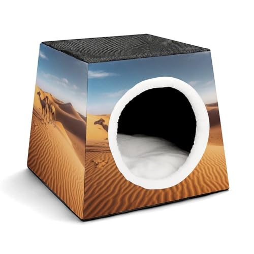 JKLPOMN Warme Haustierhöhle, Sanddünen in der Sahara, Wüstenaufdruck, Winter-Haustierhaus, gemütliches Haustierbett, bequemes Haustierbett, für drinnen und draußen, geeignet für Katzen und Hunde JKLPOMN Warme Haustierhöhle, Sanddünen in der Sahara, Wüstenaufdruck, Winter-Haustierhaus, gemütliches Haustierbett, bequemes Haustierbett, für drinnen und draußen, geeignet für Katzen und Hunde von JKLPOMN