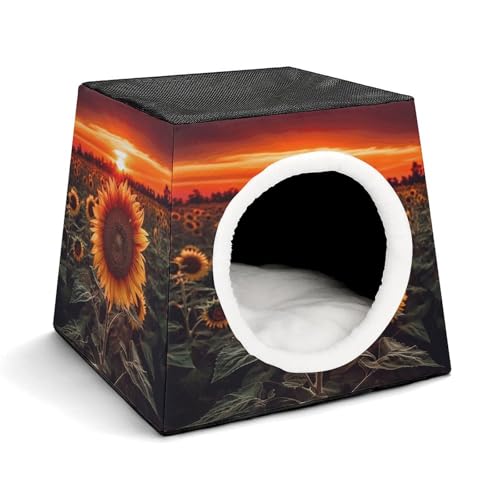 JKLPOMN Warme Haustierhöhle, Sonnenuntergang, Sonnenblumendruck, Winter-Haustierhaus, gemütliches Haustierbett, bequemes Haustierbett, für drinnen und draußen, geeignet für Katzen und Hunde JKLPOMN Warme Haustierhöhle, Sonnenuntergang, Sonnenblumendruck, Winter-Haustierhaus, gemütliches Haustierbett, bequemes Haustierbett, für drinnen und draußen, geeignet für Katzen und Hunde von JKLPOMN