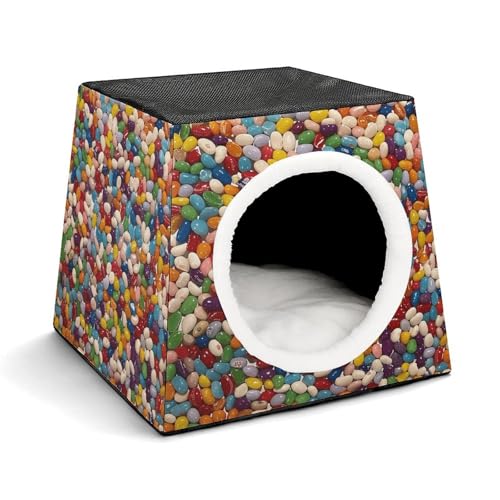 JKLPOMN Warme Haustierhöhle, gemischtes Jelly Beansprinted Winter Haustierhaus, gemütliches Haustierbett, bequemes Haustierbett, Haustierhaus, für drinnen und draußen, geeignet für Katzen und Hunde JKLPOMN Warme Haustierhöhle, gemischtes Jelly Beansprinted Winter Haustierhaus, gemütliches Haustierbett, bequemes Haustierbett, Haustierhaus, für drinnen und draußen, geeignet für Katzen und Hunde von JKLPOMN