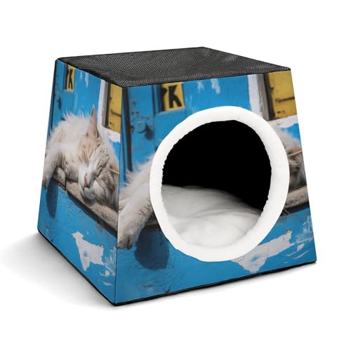 JKLPOMN Warme Haustierhöhle, schlafende kleine Katze, Winter-Haustierhaus, gemütliches Haustierbett, bequemes Haustierbett, für drinnen und draußen, geeignet für Katzen und Hunde JKLPOMN Warme Haustierhöhle, schlafende kleine Katze, Winter-Haustierhaus, gemütliches Haustierbett, bequemes Haustierbett, für drinnen und draußen, geeignet für Katzen und Hunde von JKLPOMN