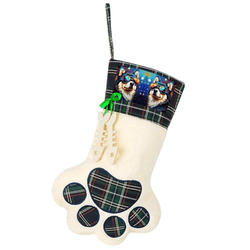 Große Weihnachtsstrümpfe, Hund mit Brille, Haustier, Hund, Katze, Pfote, Weihnachtsstrümpfe, Weihnachtsbaum, Kamin, hängende Strümpfe, Weihnachtsfeier, Geschenk, Strümpfe von JKLQWH
