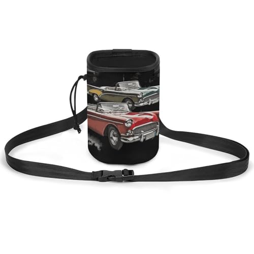 JKLQWH Classic Car Roadsters Old Fashioned Printed Pet Training Package Dog Walking Fanny Pack Dog Training Treat Pouch Portable Pet Pocket Puppy Treat Bag Pets Outdoor von JKLQWH
