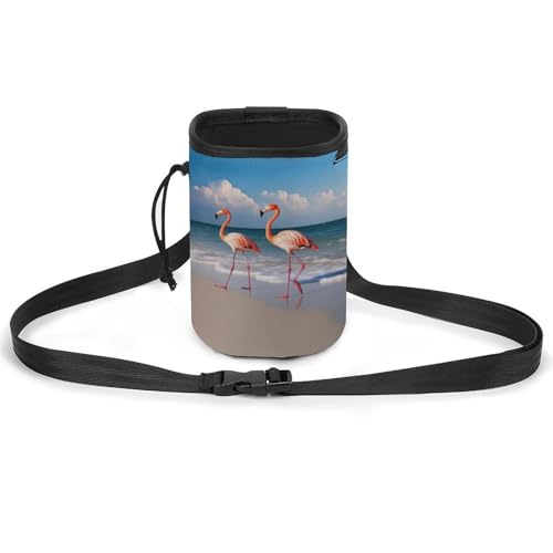 JKLQWH Flamingo On The Beach Printed Pet Training Package Dog Walking Fanny Pack Dog Training Treat Pouch Portable Pet Pocket Puppy Treat Bag Pets Outdoor von JKLQWH