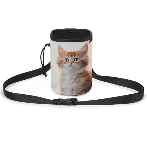 JKLQWH Hundetrainingstasche mit niedlichem Schmetterlings-Motiv, mit süßem Kätzchen-Motiv, für Hundeleckerli, tragbar, für Welpen, Leckerli-Tasche für Haustiere im Freien von JKLQWH