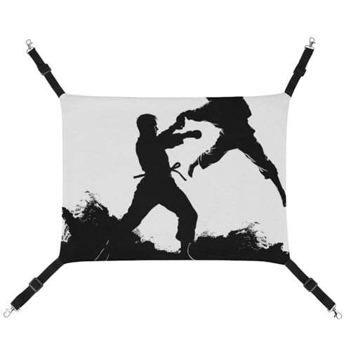 JKLQWH Katzen-Hängematte, mit Kickbox-Druck, waschbar, weiche Outdoor-Katzenmatte, Haustier-Hängematte, Bett, verstellbar, mit verstellbaren Riemen und Metallhaken, für Katzen, kleine Hunde, Kaninchen JKLQWH Katzen-Hängematte, mit Kickbox-Druck, waschbar, weiche Outdoor-Katzenmatte, Haustier-Hängematte, Bett, verstellbar, mit verstellbaren Riemen und Metallhaken, für Katzen, kleine Hunde, Kaninchen von JKLQWH