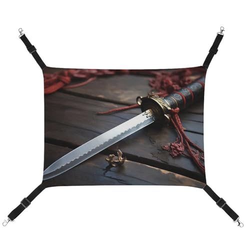 JKLQWH Katzen-Hängematte, mit Messer auf dem Boden, bedruckt, waschbar, weich, Outdoor-Katzenmatte, Haustier-Hängematte, Bett, verstellbar, mit verstellbaren Riemen und Metallhaken, für Katzen, kleine JKLQWH Katzen-Hängematte, mit Messer auf dem Boden, bedruckt, waschbar, weich, Outdoor-Katzenmatte, Haustier-Hängematte, Bett, verstellbar, mit verstellbaren Riemen und Metallhaken, für Katzen, kleine von JKLQWH
