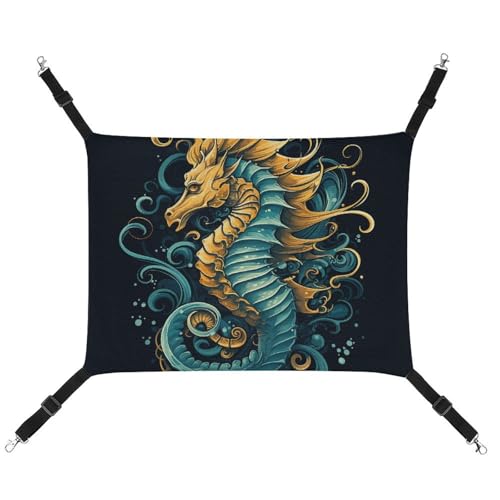 JKLQWH Katzen-Hängematte, mit Seepferdchen-blauem Muster, bedruckt, waschbar, weiche Outdoor-Katzenmatte, Haustier-Hängematte, Bett, verstellbar, mit verstellbaren Riemen und Metallhaken, für Katzen, JKLQWH Katzen-Hängematte, mit Seepferdchen-blauem Muster, bedruckt, waschbar, weiche Outdoor-Katzenmatte, Haustier-Hängematte, Bett, verstellbar, mit verstellbaren Riemen und Metallhaken, für Katzen, von JKLQWH