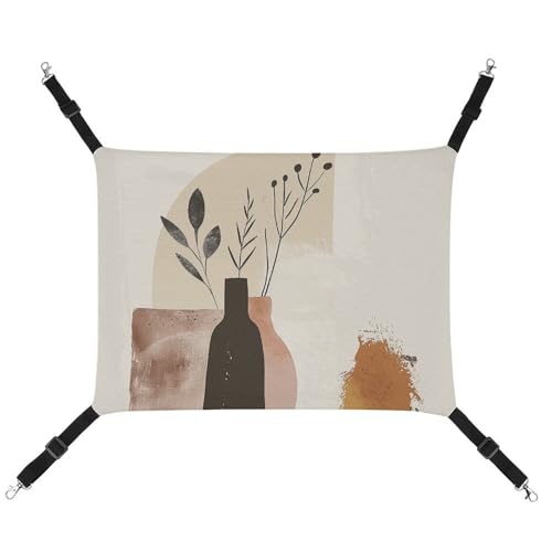 JKLQWH Katzen-Hängematte, mit beige- und braunem Druck, waschbar, weiche Outdoor-Katzenmatte, Haustier-Hängematte, Bett, verstellbar, mit verstellbaren Riemen und Metallhaken, für Katzen, kleine von JKLQWH