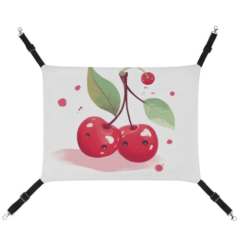 JKLQWH Katzen-Hängematte, mit niedlichem Kirsch-Druck, waschbar, weiche Outdoor-Katzenmatte, Haustier-Hängematte, Bett, verstellbar, mit verstellbaren Riemen und Metallhaken, für Katzen, kleine Hunde, JKLQWH Katzen-Hängematte, mit niedlichem Kirsch-Druck, waschbar, weiche Outdoor-Katzenmatte, Haustier-Hängematte, Bett, verstellbar, mit verstellbaren Riemen und Metallhaken, für Katzen, kleine Hunde, von JKLQWH