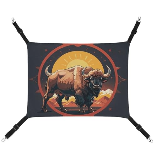 JKLQWH Katzen-Hängematte, mit wilden amerikanischen Bison-Gebirgen bedruckt, waschbar, weich, Outdoor-Katzenmatte, Haustier-Hängematte, Bett, verstellbar, mit verstellbaren Riemen und Metallhaken, für JKLQWH Katzen-Hängematte, mit wilden amerikanischen Bison-Gebirgen bedruckt, waschbar, weich, Outdoor-Katzenmatte, Haustier-Hängematte, Bett, verstellbar, mit verstellbaren Riemen und Metallhaken, für von JKLQWH