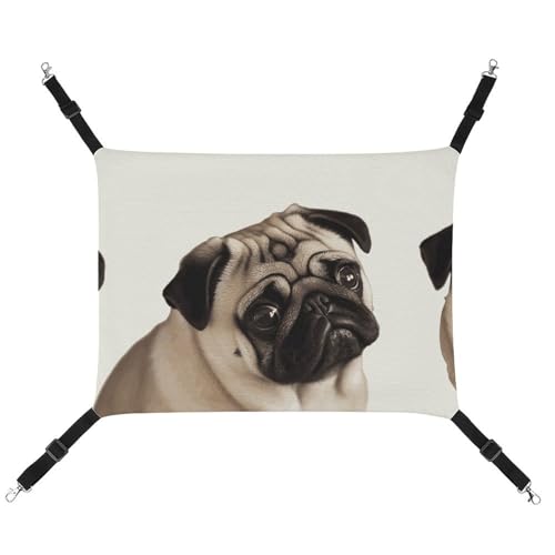 JKLQWH Katzen-Hängematte mit Mops-Motiv, waschbar, weich, für den Außenbereich, Haustier-Hängematte, verstellbar, mit verstellbaren Riemen und Metallhaken, für Katzen, kleine Hunde, Kaninchen JKLQWH Katzen-Hängematte mit Mops-Motiv, waschbar, weich, für den Außenbereich, Haustier-Hängematte, verstellbar, mit verstellbaren Riemen und Metallhaken, für Katzen, kleine Hunde, Kaninchen von JKLQWH