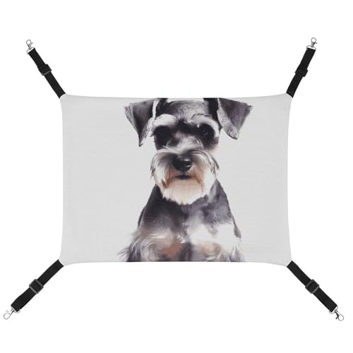 JKLQWH Katzen-Hängematte mit Schnauzer-Druck, waschbar, weich, für den Außenbereich, Haustier-Hängematte, verstellbar, mit verstellbaren Riemen und Metallhaken, für Katzen, kleine Hunde, Kaninchen von JKLQWH