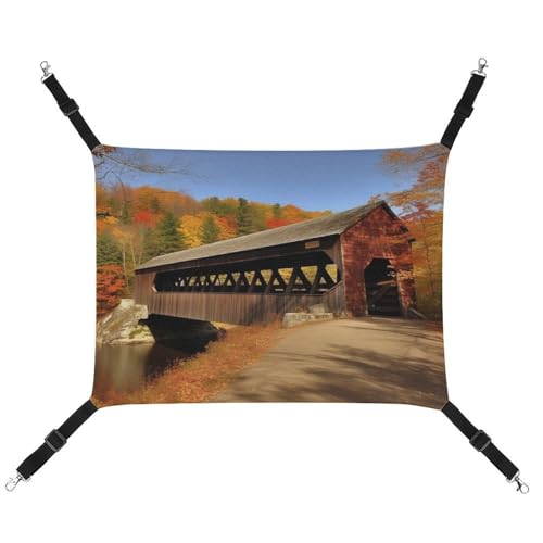 JKLQWH Katzenhängematte, mit Albany überzogener Brücke, bedruckt, waschbar, weiche Outdoor-Katzenmatte, Haustier-Hängematte, Bett, verstellbar, mit verstellbaren Riemen und Metallhaken, für Katzen, JKLQWH Katzenhängematte, mit Albany überzogener Brücke, bedruckt, waschbar, weiche Outdoor-Katzenmatte, Haustier-Hängematte, Bett, verstellbar, mit verstellbaren Riemen und Metallhaken, für Katzen, von JKLQWH