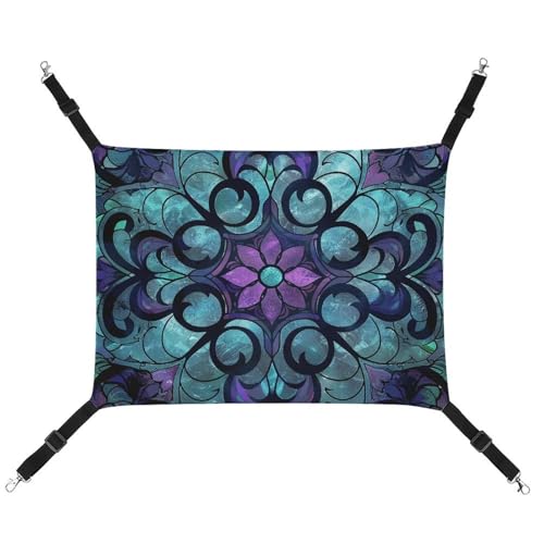 JKLQWH Katzenhängematte, mit Buntglas-Muster, waschbar, weich, für den Außenbereich, Haustier-Hängematte, Bett, verstellbar, mit verstellbaren Riemen und Metallhaken, für Katzen, kleine Hunde, JKLQWH Katzenhängematte, mit Buntglas-Muster, waschbar, weich, für den Außenbereich, Haustier-Hängematte, Bett, verstellbar, mit verstellbaren Riemen und Metallhaken, für Katzen, kleine Hunde, von JKLQWH