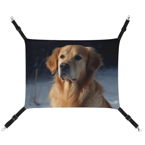 JKLQWH Katzenhängematte, mit Golden Retriever bedruckt, waschbar, weich, Outdoor-Katzenmatte, Haustier-Hängematte, Bett, verstellbar, mit verstellbaren Riemen und Metallhaken, für Katzen, kleine von JKLQWH