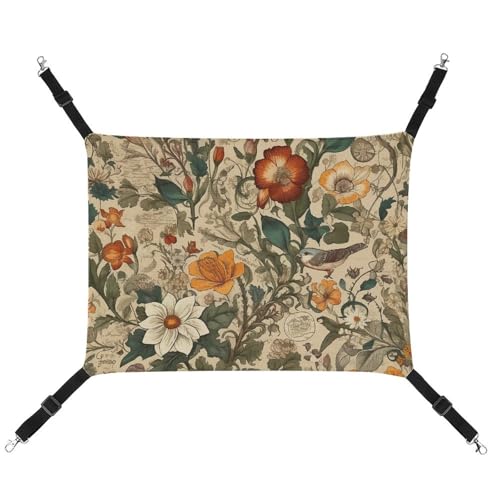 JKLQWH Katzenhängematte, mit Retro-Muster, waschbar, weich, für den Außenbereich, Haustier-Hängematte, verstellbar, mit verstellbaren Riemen und Metallhaken, für Katzen, kleine Hunde, Kaninchen von JKLQWH