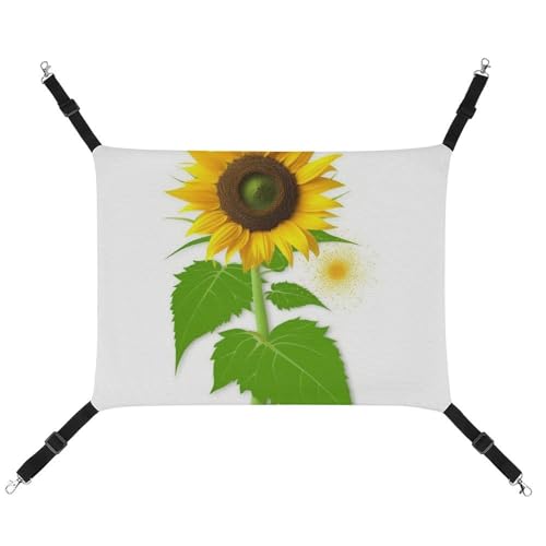 JKLQWH Katzenhängematte, mit Sonnenblumen- und Unkrautdruck, waschbar, weich, für den Außenbereich, Haustier-Hängematte, Bett, verstellbar, mit verstellbaren Riemen und Metallhaken, für Katzen, kleine JKLQWH Katzenhängematte, mit Sonnenblumen- und Unkrautdruck, waschbar, weich, für den Außenbereich, Haustier-Hängematte, Bett, verstellbar, mit verstellbaren Riemen und Metallhaken, für Katzen, kleine von JKLQWH
