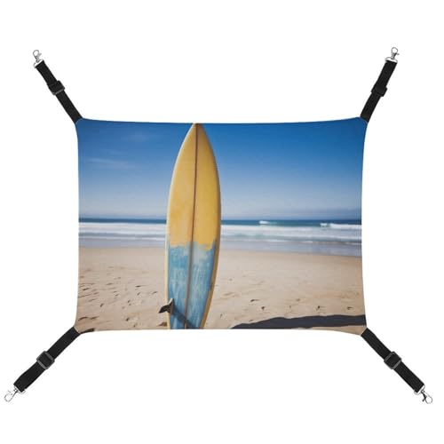 JKLQWH Katzenhängematte, mit Strand-Surfbrett bedruckt, waschbar, weich, Outdoor-Katzenmatte, Haustier-Hängematte, Bett, verstellbar, mit verstellbaren Riemen und Metallhaken, für Katzen, kleine JKLQWH Katzenhängematte, mit Strand-Surfbrett bedruckt, waschbar, weich, Outdoor-Katzenmatte, Haustier-Hängematte, Bett, verstellbar, mit verstellbaren Riemen und Metallhaken, für Katzen, kleine von JKLQWH