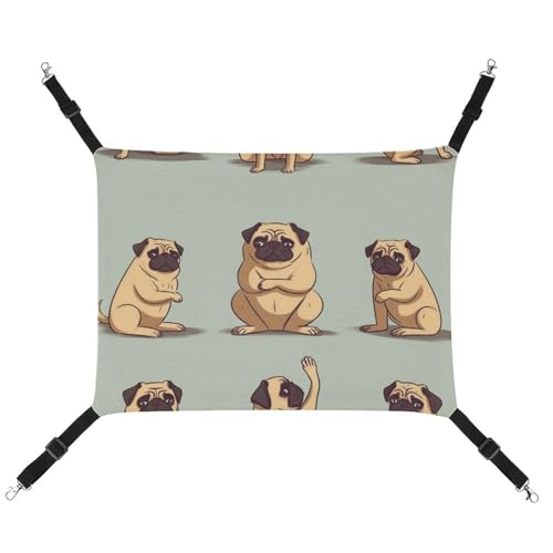 JKLQWH Katzenhängematte, mit Yoga-Mops-Druck, waschbar, weiche Outdoor-Katzenmatte, Haustier-Hängematte, Bett, verstellbar, mit verstellbaren Riemen und Metallhaken, für Katzen, kleine Hunde, JKLQWH Katzenhängematte, mit Yoga-Mops-Druck, waschbar, weiche Outdoor-Katzenmatte, Haustier-Hängematte, Bett, verstellbar, mit verstellbaren Riemen und Metallhaken, für Katzen, kleine Hunde, von JKLQWH