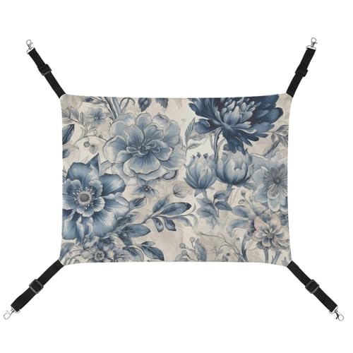 JKLQWH Katzenhängematte, mit blauem Blumenmuster, waschbar, weich, für den Außenbereich, Haustier-Hängematte, Bett, verstellbar, mit verstellbaren Riemen und Metallhaken, für Katzen, kleine Hunde, JKLQWH Katzenhängematte, mit blauem Blumenmuster, waschbar, weich, für den Außenbereich, Haustier-Hängematte, Bett, verstellbar, mit verstellbaren Riemen und Metallhaken, für Katzen, kleine Hunde, von JKLQWH