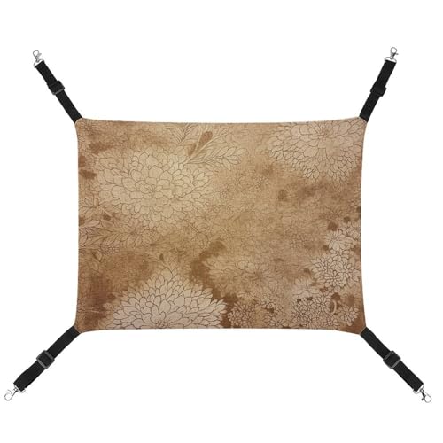 JKLQWH Katzenhängematte, mit goldenem Blumendesign, waschbar, weich, für den Außenbereich, Haustier-Hängematte, Bett, verstellbar, mit verstellbaren Riemen und Metallhaken, für Katzen, kleine Hunde, JKLQWH Katzenhängematte, mit goldenem Blumendesign, waschbar, weich, für den Außenbereich, Haustier-Hängematte, Bett, verstellbar, mit verstellbaren Riemen und Metallhaken, für Katzen, kleine Hunde, von JKLQWH