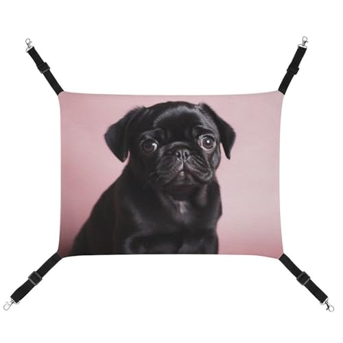 JKLQWH Katzenhängematte, mit niedlichem schwarzem Mops-Druck, waschbar, weiche Outdoor-Katzenmatte, Haustier-Hängematte, Bett, verstellbar, mit verstellbaren Riemen und Metallhaken, für Katzen, kleine JKLQWH Katzenhängematte, mit niedlichem schwarzem Mops-Druck, waschbar, weiche Outdoor-Katzenmatte, Haustier-Hängematte, Bett, verstellbar, mit verstellbaren Riemen und Metallhaken, für Katzen, kleine von JKLQWH