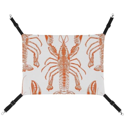 JKLQWH Katzenhängematte, mit orangefarbenem Garnelenmuster, bedruckt, waschbar, weich, für den Außenbereich, Haustier-Hängematte, Bett, verstellbar, mit verstellbaren Riemen und Metallhaken, für JKLQWH Katzenhängematte, mit orangefarbenem Garnelenmuster, bedruckt, waschbar, weich, für den Außenbereich, Haustier-Hängematte, Bett, verstellbar, mit verstellbaren Riemen und Metallhaken, für von JKLQWH