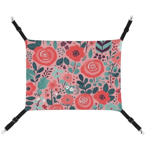 JKLQWH Katzenhängematte, mit roten Rosen bedruckt, waschbar, weiche Outdoor-Katzenmatte, Haustier-Hängematte, Bett, verstellbar, mit verstellbaren Riemen und Metallhaken, für Katzen, kleine Hunde, JKLQWH Katzenhängematte, mit roten Rosen bedruckt, waschbar, weiche Outdoor-Katzenmatte, Haustier-Hängematte, Bett, verstellbar, mit verstellbaren Riemen und Metallhaken, für Katzen, kleine Hunde, von JKLQWH
