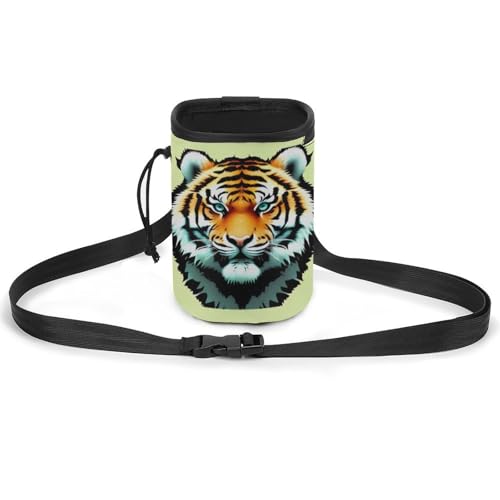 JKLQWH Little Fat Tiger Head Printed Pet Training Package Dog Walking Fanny Pack Dog Training Treat Pouch Portable Pet Pocket Puppy Treat Bag Pets Outdoor von JKLQWH