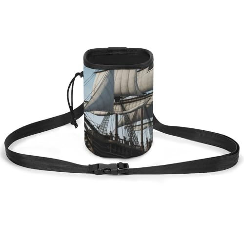 JKLQWH Old Sailing Ship Printed Pet Training Package Dog Walking Fanny Pack Dog Training Treat Pouch Portable Pet Pocket Puppy Treat Bag Pets Outdoor von JKLQWH