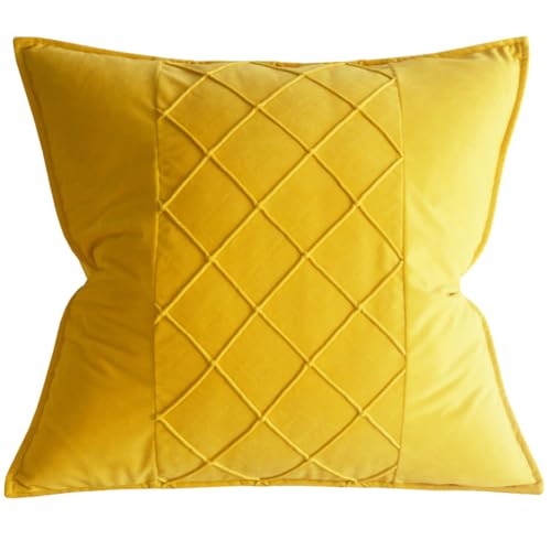 JKODE VelvetCovers Grau, dekorative quadratische Dekokissen, weiche Kissenbezüge for Sofa, Schlafzimmer, Wohnaccessoires, 45 x 45 cm, 2er-Set(Dark Yellow,46 x 46 cm (Pack of 1)) von JKODE