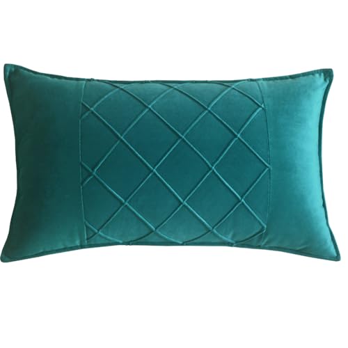 JKODE VelvetCovers Grau, dekorative quadratische Dekokissen, weiche Kissenbezüge for Sofa, Schlafzimmer, Wohnaccessoires, 45 x 45 cm, 2er-Set(Peacock Green,30 x 51 cm) von JKODE