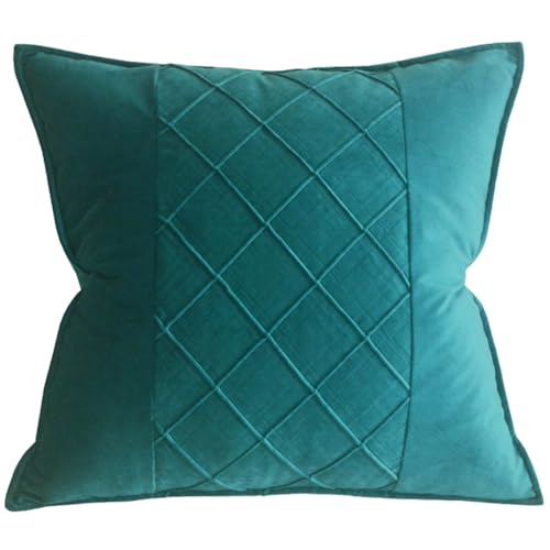 JKODE VelvetCovers Grau, dekorative quadratische Dekokissen, weiche Kissenbezüge for Sofa, Schlafzimmer, Wohnaccessoires, 45 x 45 cm, 2er-Set(Peacock Green,46 x 46 cm) von JKODE