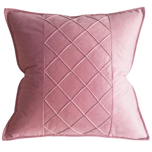 JKODE VelvetCovers Grau, dekorative quadratische Dekokissen, weiche Kissenbezüge for Sofa, Schlafzimmer, Wohnaccessoires, 45 x 45 cm, 2er-Set(Pink,18"x18" 1 Piece) von JKODE