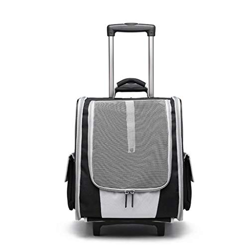 JKSVTF 2-in-1 Hunde-Kinderwagen/Katzentrage mit Rollen, Rucksack, Roll-Haustier-Reisetasche, tragbar, weiche Seiten, Haustier-Reisetasche für kleine, mittelgroße Hunde und Katzen (schwarz) von JKSVTF