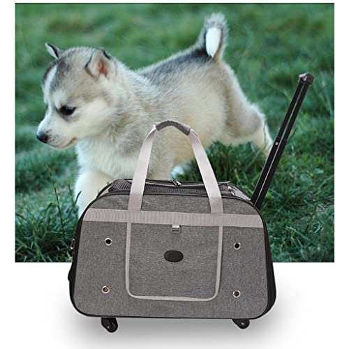 JKSVTF Haustier-Kinderwagen, Katzen- und Hunde-Tragetasche, weiche Seiten, tragbare Tasche, Haustier-Trolley, Hundewagen, Transportbox, Haustier-Tragetasche mit Rädern (Grau a) von JKSVTF